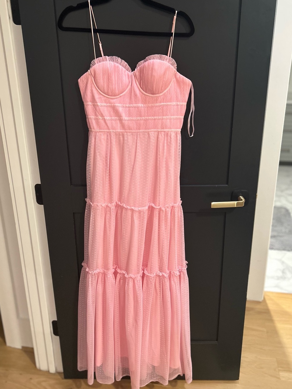 Impressions Blush Pink Tiered Mesh Maxi Dress